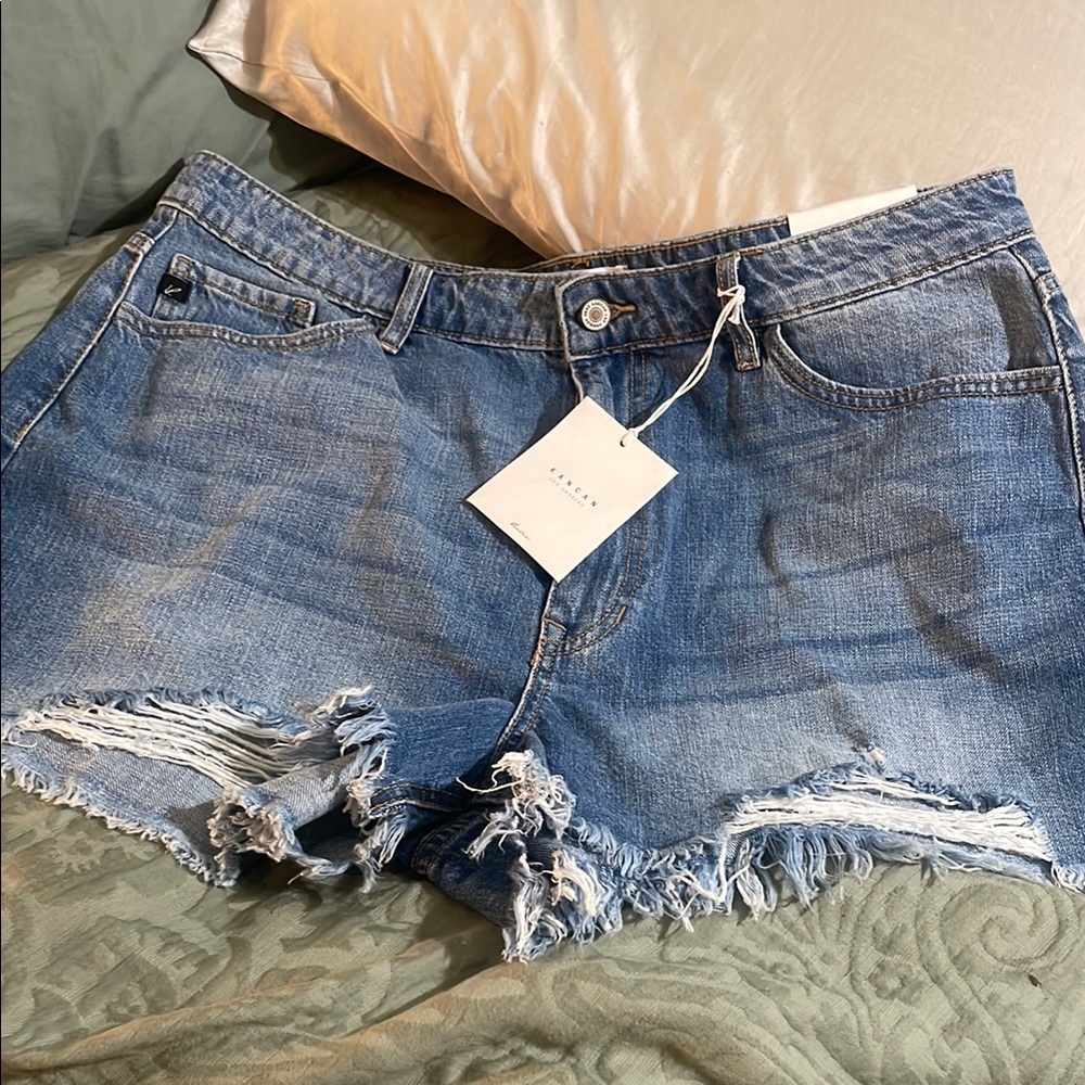 KanCan Blue Distressed Jean Shorts